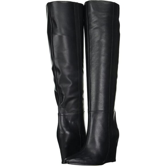 Vince Camuto Boots Tiasie Over the Knee Wedge Boots Black Leather SZ 7.5 NEW - Picture 9 of 9